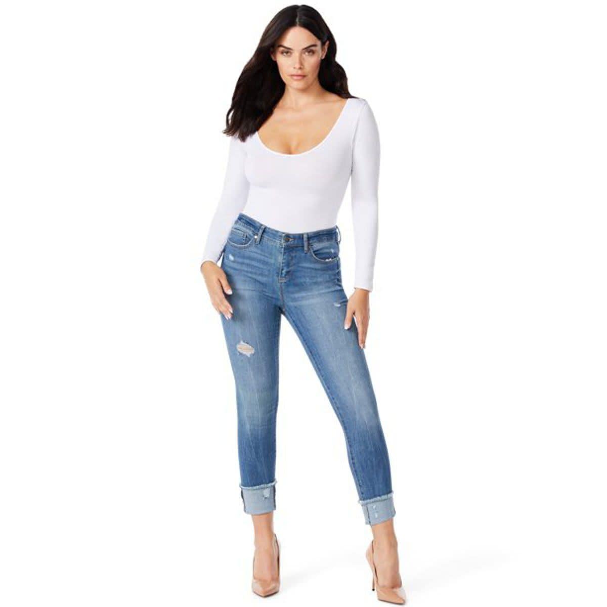 Sofia Jeans by Sofia Vergara Women's Sofia Mid-Rise Skinny Roll Cuff Jeans