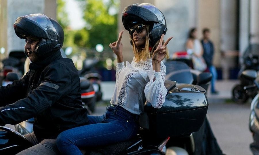 Au revoir! <a href="https://us.hellomagazine.com/tags/1/Jourdan-Dunn" target="_blank" style="font-weight: bold;">Jourdan Dunn</a> peaced out on a motorbike outside the Alexandre Vauthier show.
<br>
Photo: Christian Vierig/Getty Images