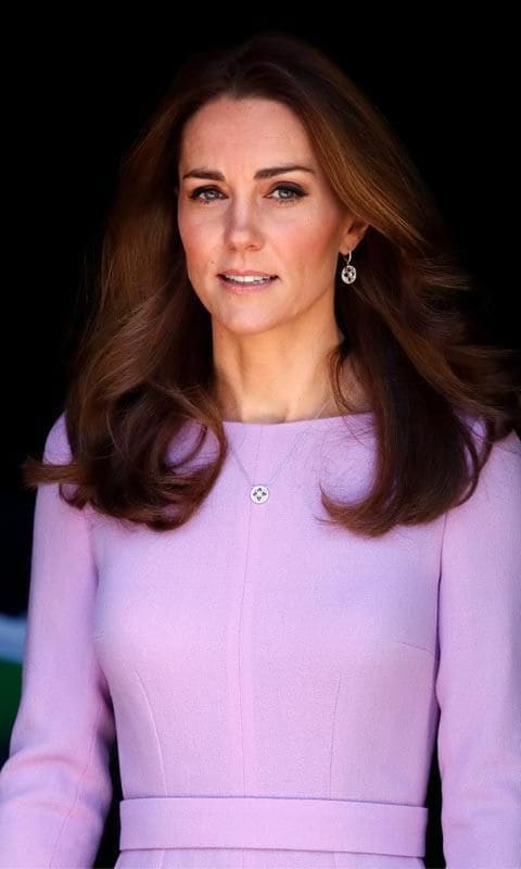 Kate Middleton in a lilac dress.