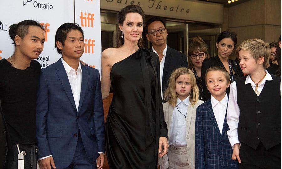 Almost all the gang was together for this shot, taken at the premiere of <I>First they Killed my Father</I> at the Toronto International Film Festival in September 2017. Posing sans Zahara, Angelina is surrounded by, left to right, Maddox, Pax, twins Vivienne and Knox, and last but not least, Shiloh.
Photo: VALERIE MACON/AFP/Getty Images