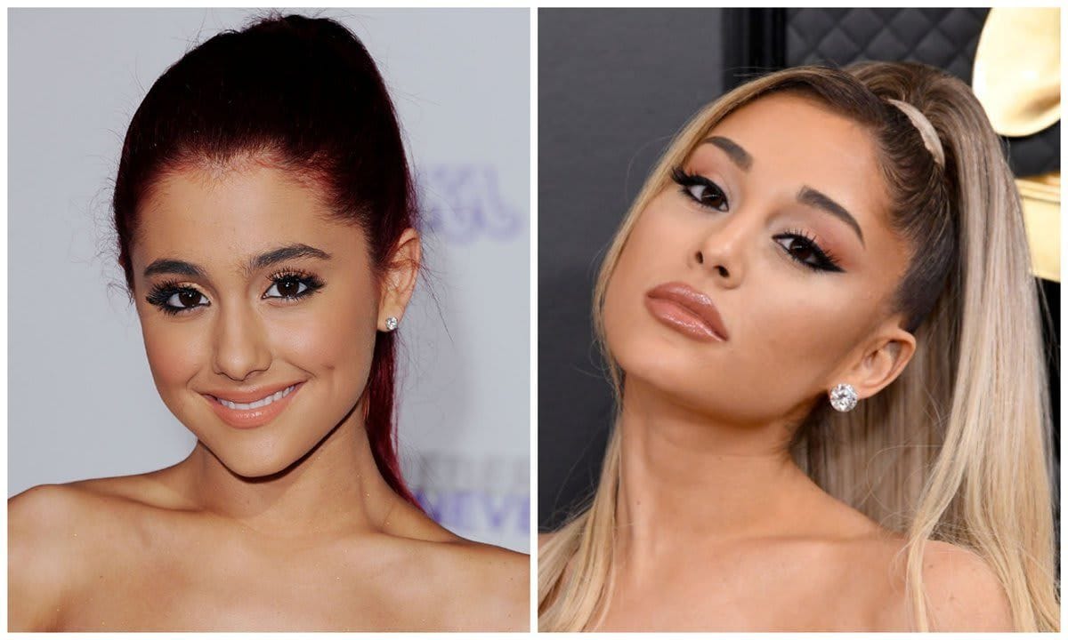 Ariana Grande and her makeup before and after