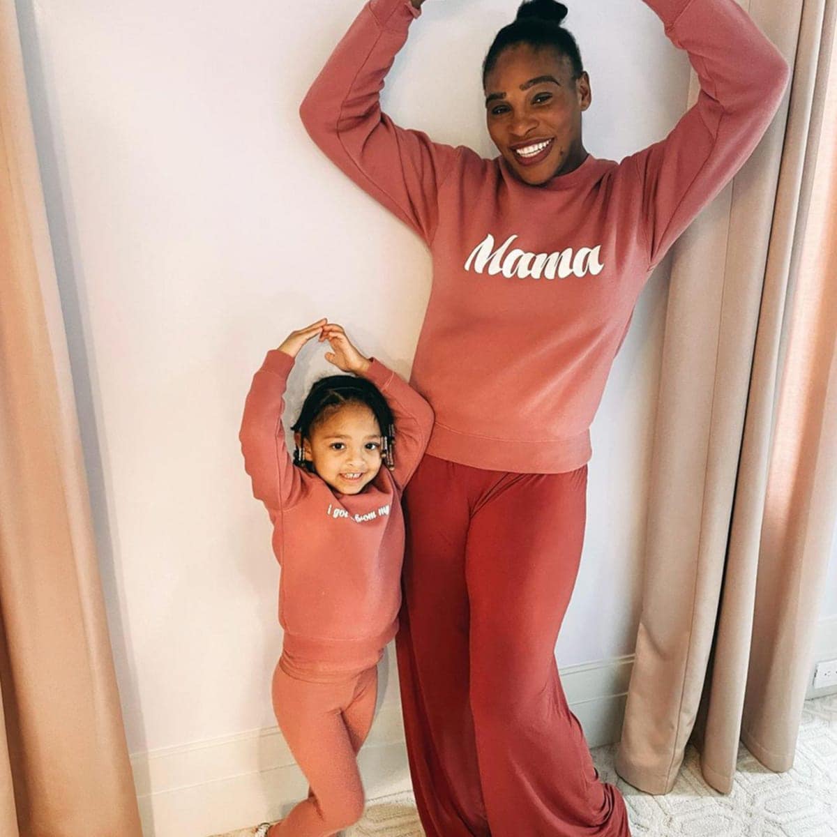 Serena Williams and her daughter Olympia wear coordinated sweatshirts