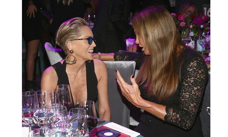 Sharon Stone had a laugh with Caitlyn Jenner at Steven Tyler and Live Nation's Inaugural Janie's Fund Gala & GRAMMY Viewing Party at Red Studios in L.A.
Photo: Tommaso Boddi/Getty Images for Janie's Fund