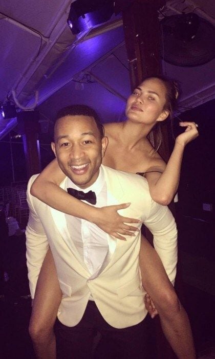 John Legend shared a cute photo of his wife Chrissy Teigen on his back. The couple celebrated New Year's Eve in the Caribbean at Nikki Beach Worldwide. The multi-award winning singer-songwriter hosted a live, intimate 50-minute set on the piano at Nikki Beach in Saint Barth.
"2016 is almost over," the singer wrote after he performed.
Photo: Instagram/@johnlegend