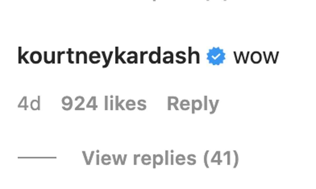 Kourtney Kardashian comments on Travis Barker's Instagram.