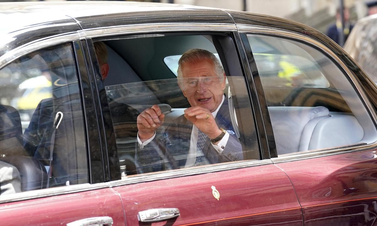 King Charles was seen leaving Westminster Abbey on May 3