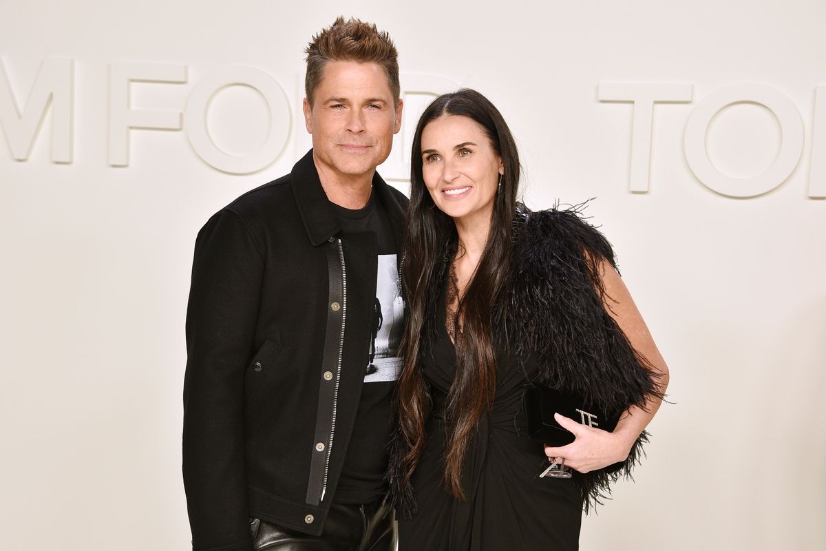 LOS ANGELES, CALIFORNIA - FEBRUARY 07: Rob Lowe and Demi Moore attend the Tom Ford AW/20 Fashion Show at Milk Studios on February 07, 2020 in Los Angeles, California. (Photo by David Crotty/Patrick McMullan via Getty Images)