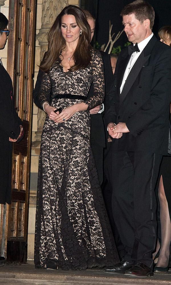 Kate Middleton in a black lace Temperley London dress