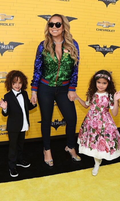 Mariah Carey had two adorable dates, her twins Moroccan Scott Cannon and Monroe Cannon, for the premiere of Warner Bros. Pictures' <i>The LEGO Batman Movie</i>.
Photo: Amanda Edwards/WireImage