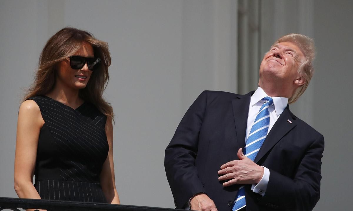 President Trump Views The Eclipse From The White House