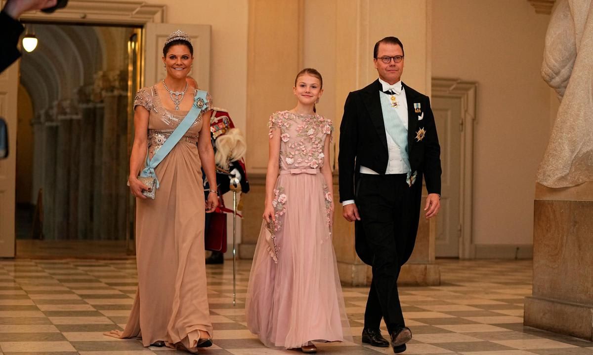 Princess Estelle looked pretty in pink as she accompanied her parents, Crown Princess Victoria and Prince Daniel, to the celebration in Copenhagen.