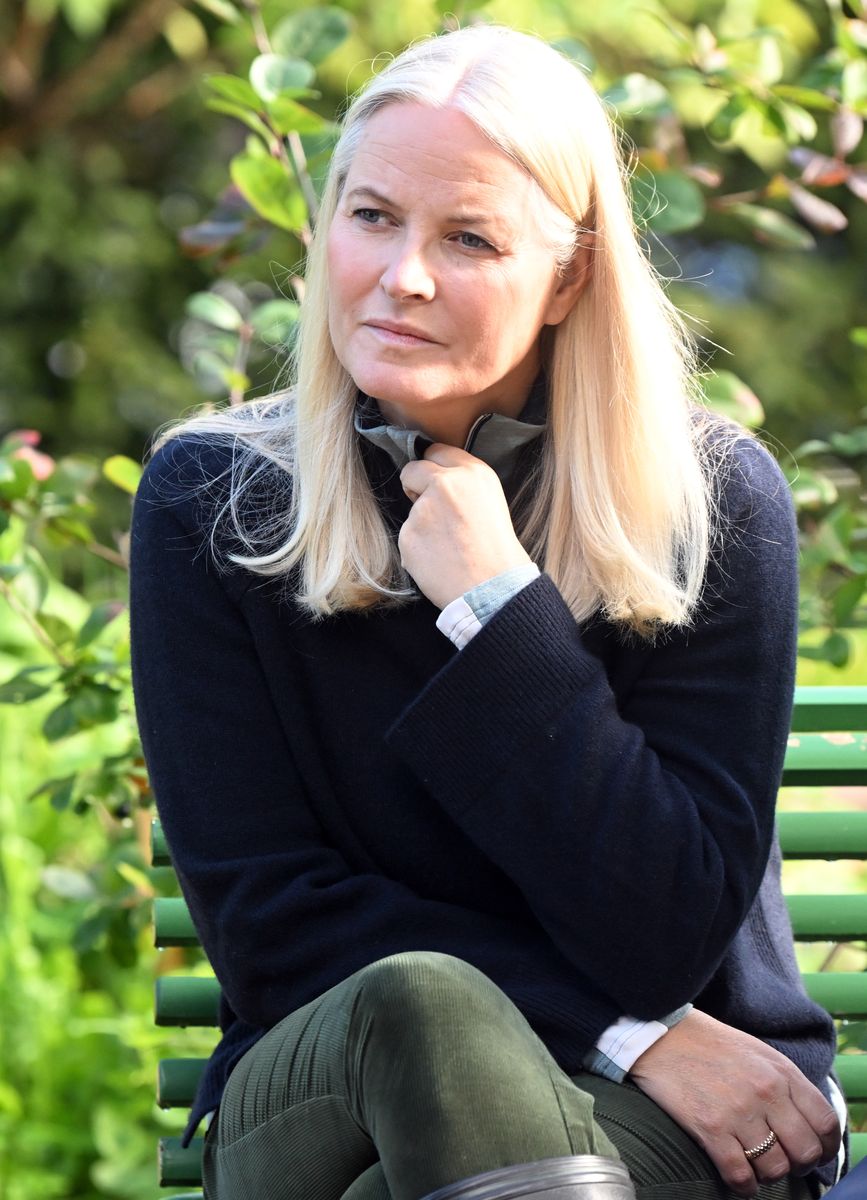 OSLO, NORWAY - SEPTEMBER 25: Crown Princess Mette- Marit visits U.Reist at Fabro Farm on September 25, 2024 in Oslo, Norway. (Photo by Rune Hellestad - Corbis/Corbis via Getty Images)