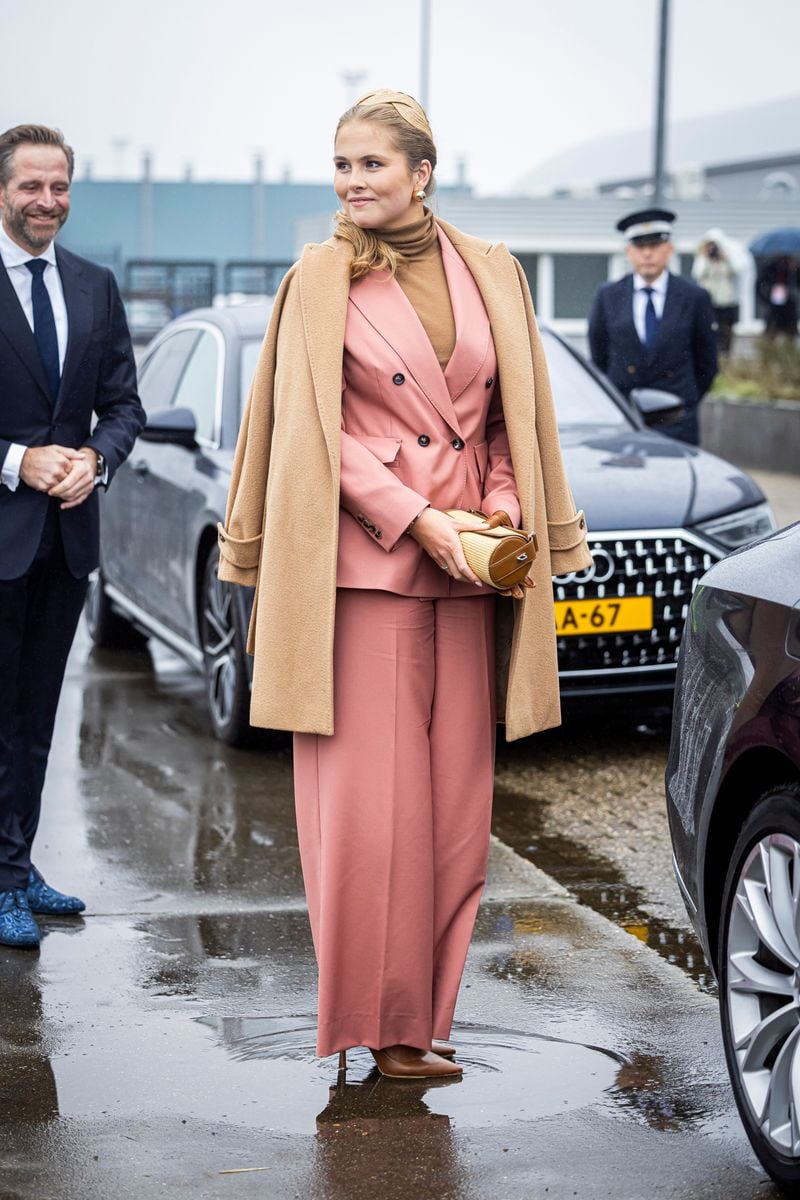  Princess Amalia of the Netherlands attends to name the naval ship Den Helder built by Damen Naval Shipyards on February 21, 2025 in Vlissingen, Netherlands. The naming ceremony is the first public solo event for Princess Amalia in The Netherlands. (Photo by Patrick van Katwijk/Getty Images)