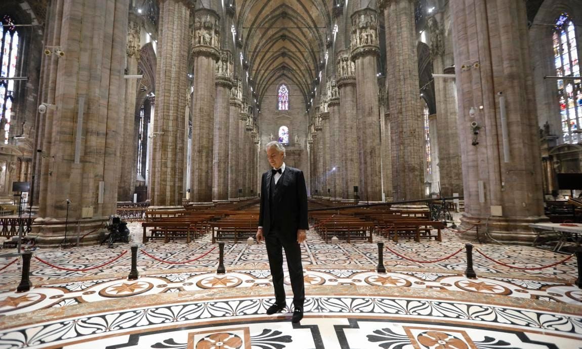 Andrea Bocelli 'Music For Hope' Easter Concert   Duomo Cathedral In Milan