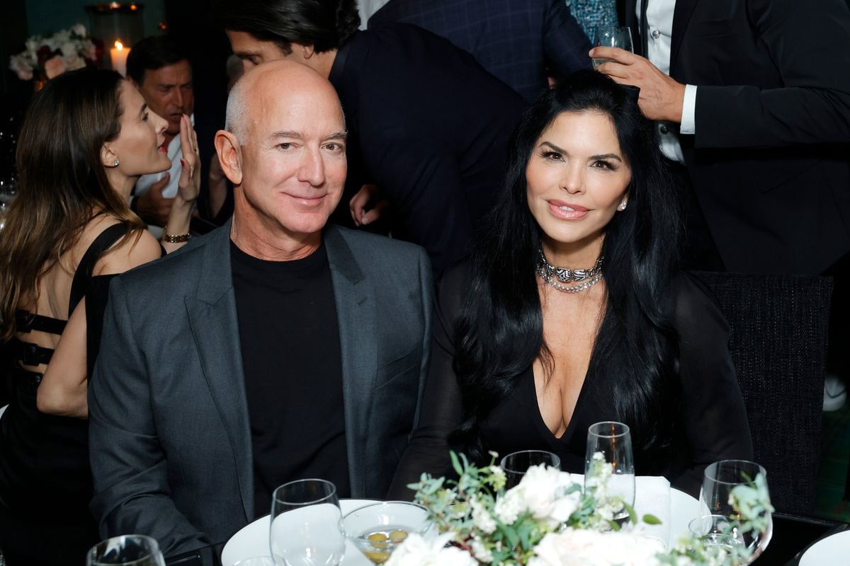 Jeff Bezos and Lauren Sanchez attend the CHANEL and Charles Finch Annual Pre-Oscar Dinner