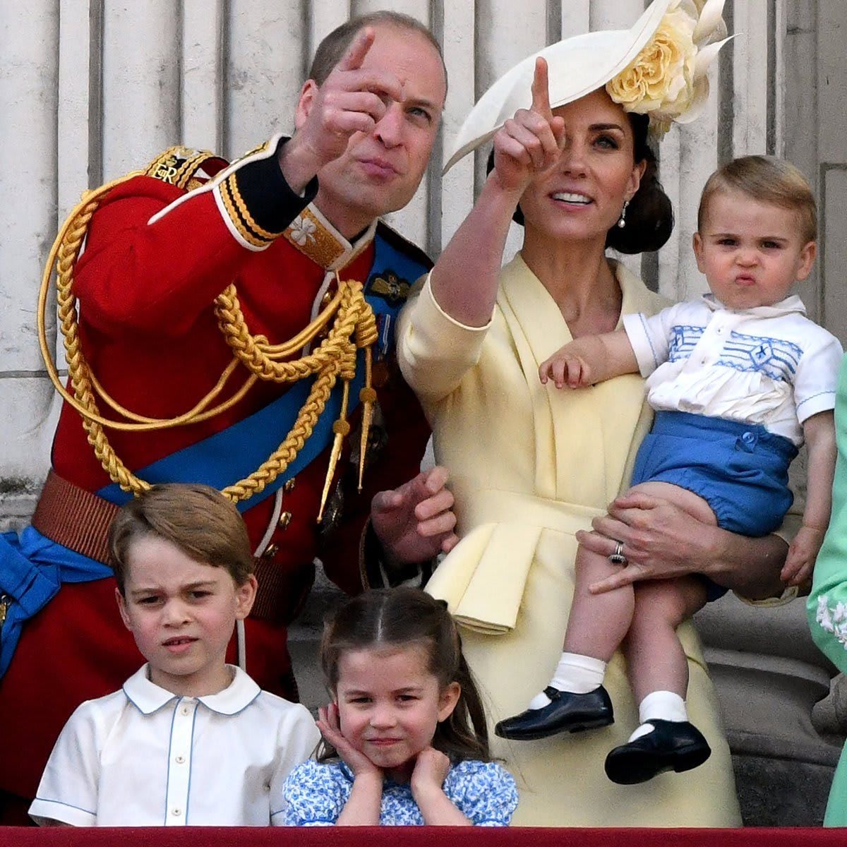 Baby Prince Louis seemed unimpressed by whatever his parents were pointing at during Trooping the Colour in 2019.