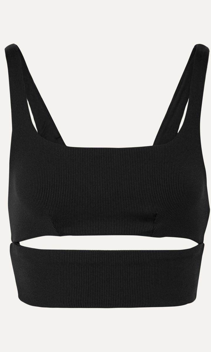 Slit cut-out ribbed stretch sports bra from Alo Yoga