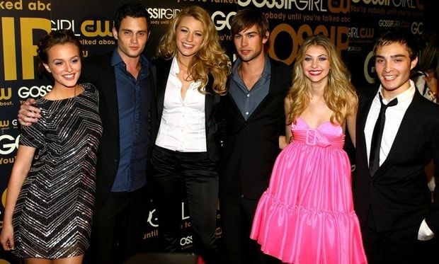 From left to right: co-stars Leighton Meester, Penn Badgley, Blake Lively, Chace Crawford, Taylor Momsen and Ed Westwick attended the launch party for CW Network's <i>Gossip Girl</i> at Tenjune on September 18, 2007 in New York City.
Photo: Scott Wintrow/Getty Images