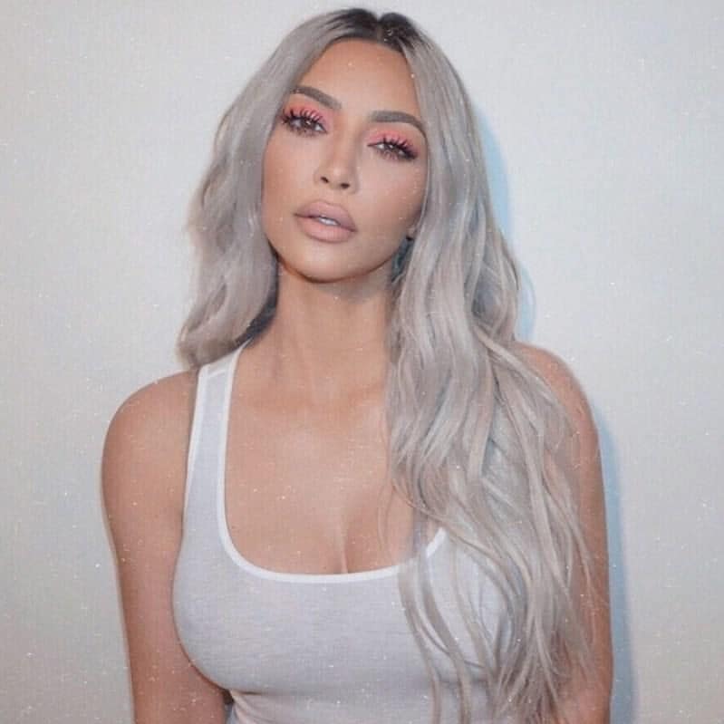 Kim Kardashian with silver hair