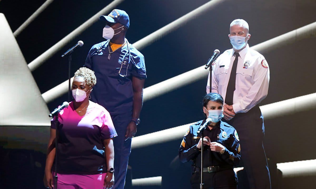 First Responders rehearse for the 2020 Latin Grammy Awards