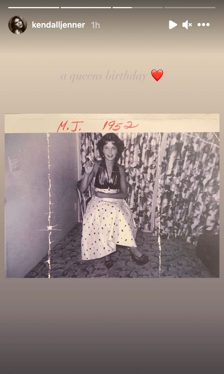Kendall Jenner post about grandma MJ