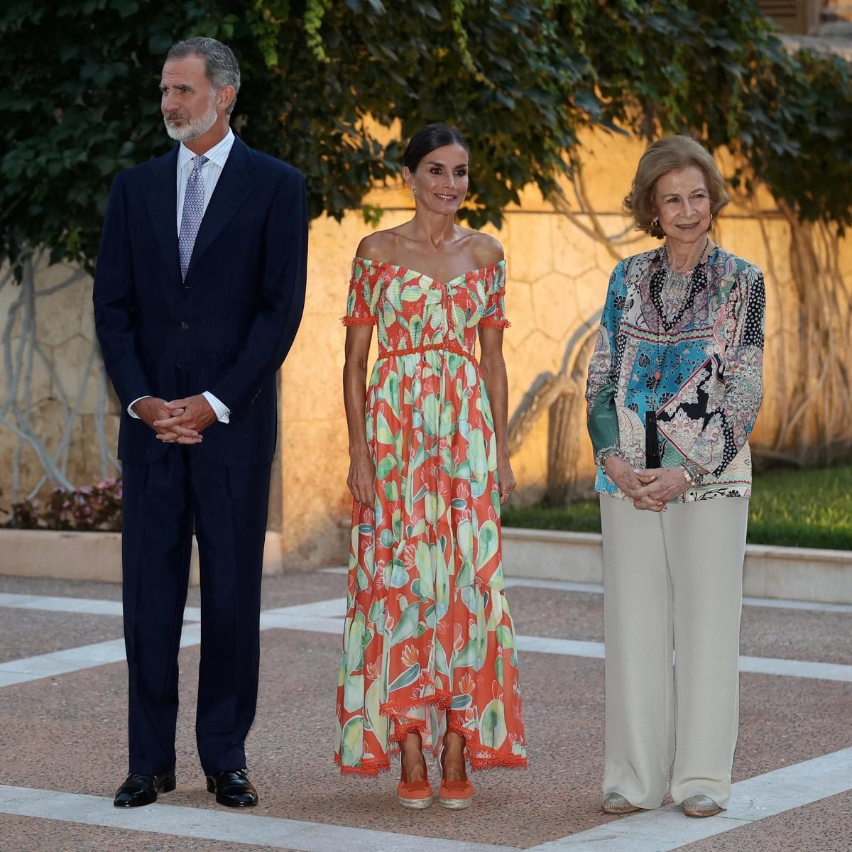 Queen Sofia attended the reception with her son and daughter in law