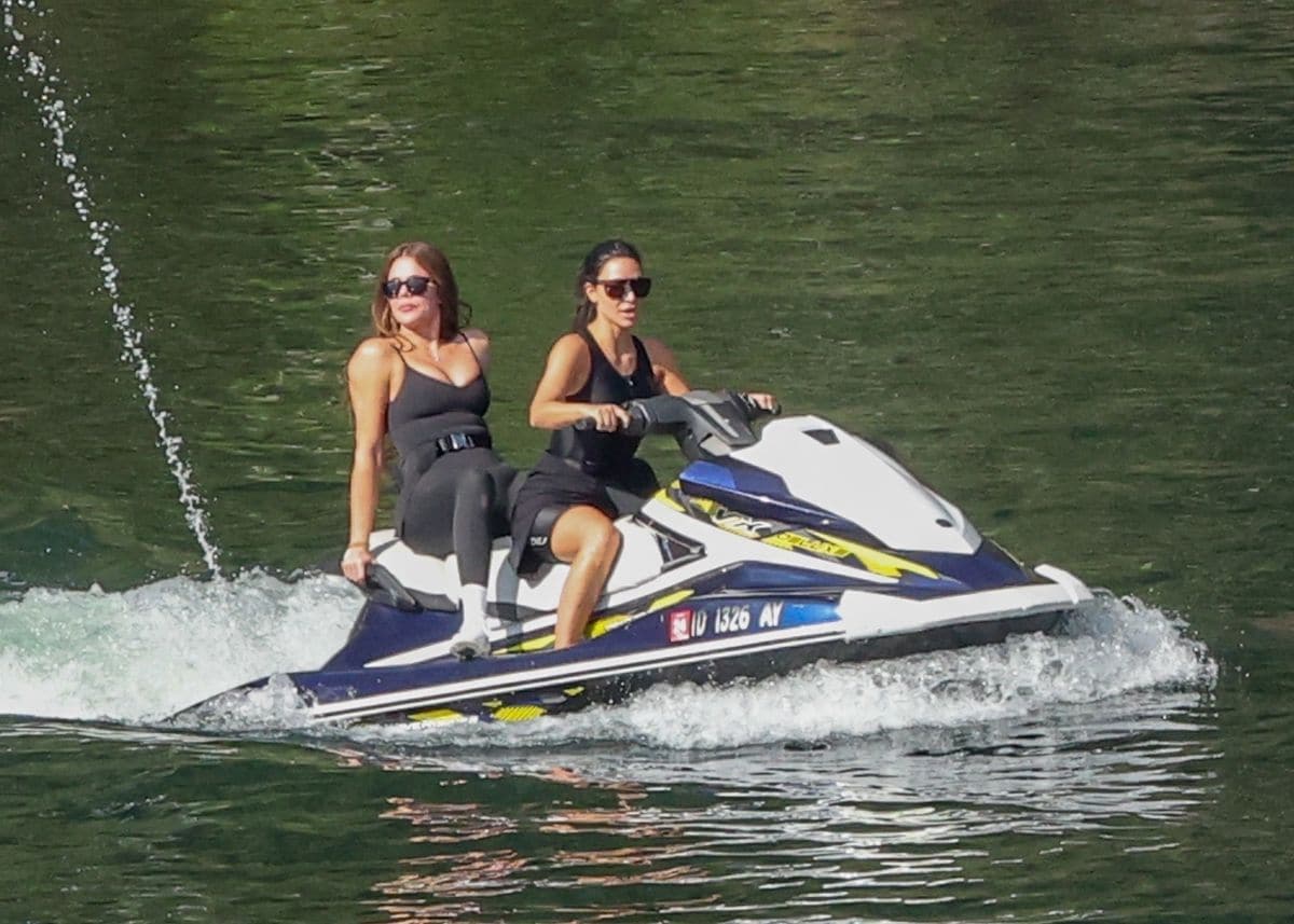 Kim and Khloe Kardashian go for a jet ski ride together while celebrating the 4th of July with their family at Lake Coeur d'Alene in Idaho