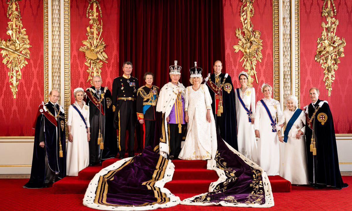 Members of the royal family joined Their Majesties for a portrait at Buckingham Palace following the coronation service on May 6. The royals, who appeared with the King and Queen, are working members of the royal family. From left to right: the Duke of Kent, the Duchess of Gloucester, the Duke of Gloucester, Vice Admiral Sir Tim Laurence, the Princess Royal, King Charles, Queen Camilla, the Prince of Wales, the Princess of Wales, the Duchess of Edinburgh, Princess Alexandra, the Hon. Lady Ogilvy and the Duke of Edinburgh.