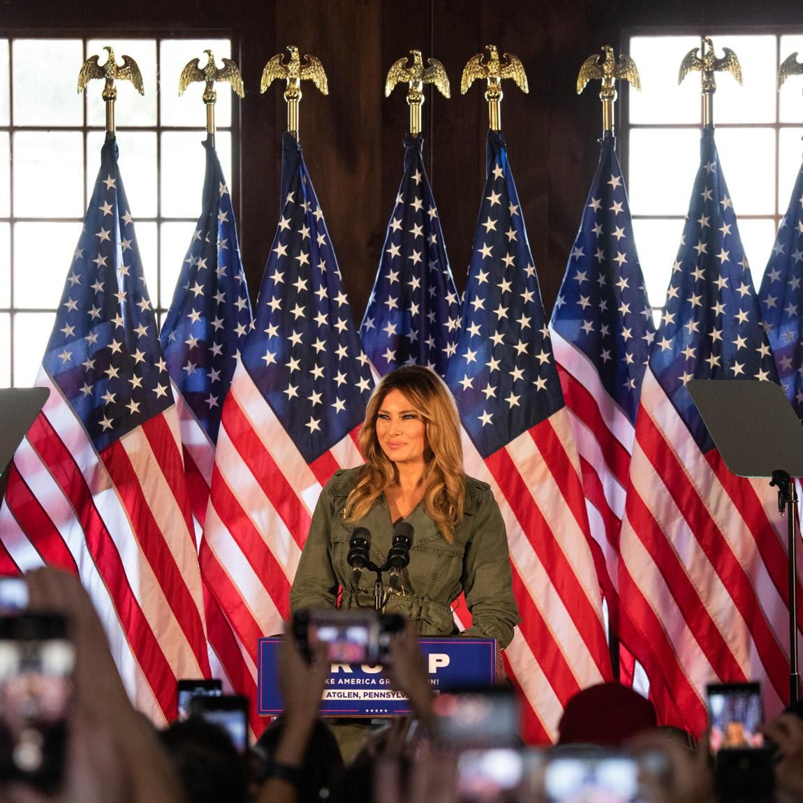 The first lady campaigned on behalf of her husband in Atglen, Pennsylvania