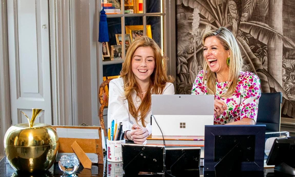 The Queen and daughter Princess Alexia participated in a video call on King’s Day