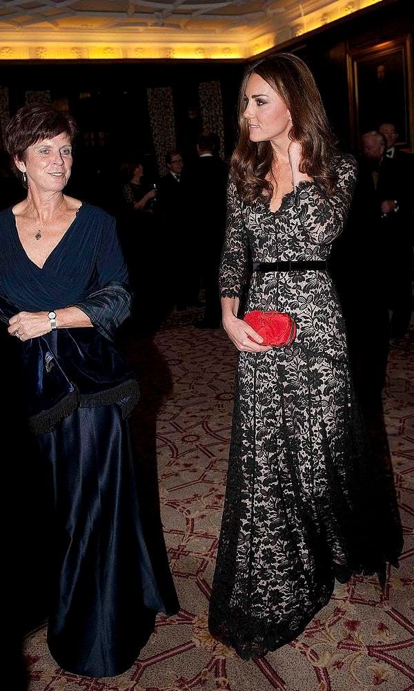 Kate Middleton in a black lace Temperley London dress