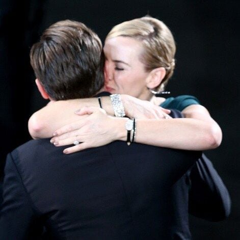 Never letting go! Kate embraced her former 'Titanic' costar for his Outstanding Performance by a Male Actor win at the 2016 SAG Awards. These two have certainly proven that their friendship is one will go on... and on.
<br>
Photo: Getty Images for Turner