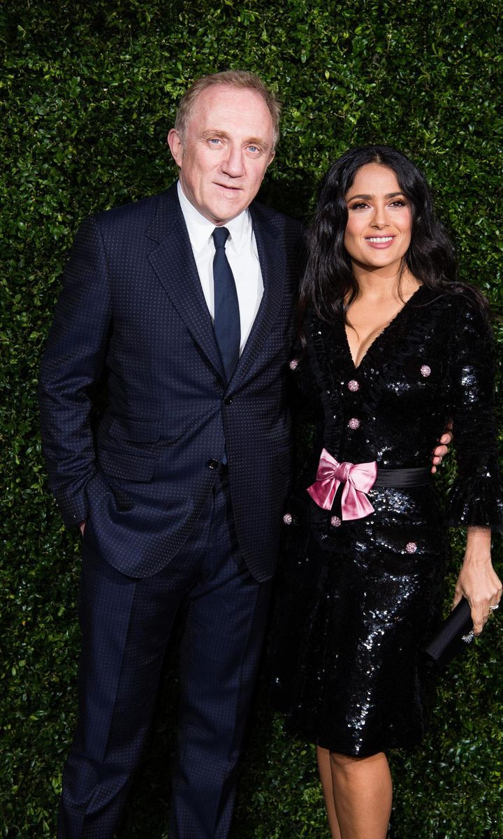 Salma Hayek receives passionate birthday kiss from husband Francois Henri PInault