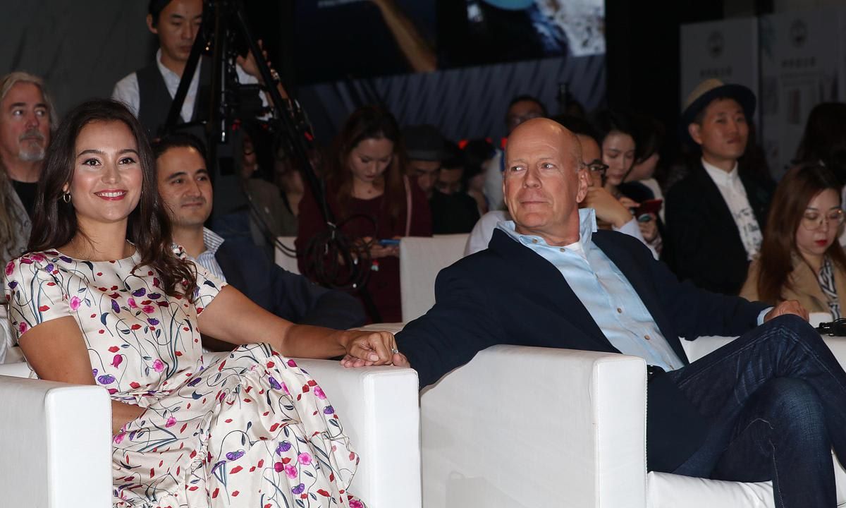 Bruce Willis And Wife Emma Heming Attend CocoBaba And Ushopal Activity In Shanghai