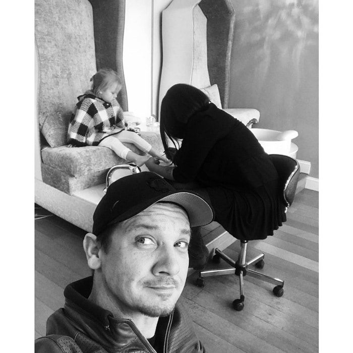 Jeremy Renner might play a superhero in the <i>Avengers</i>, but he's also a super dad! The actor treated his daughter Ava and friends to a sweet spa day and tea party. Sharing a picture of his little girl getting a pedicure, the Hollywood star penned, "Thx ms katie @thepaintednail for girl spa day and tea party with all the little ladies #theonlydude #hostingladies #ohboy."
Photo: Instagram/@renner4real