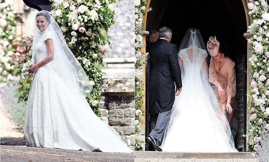 <b>CHOOSE A DEMURE DRESS</B>
Kate's elegant wedding dress inspired thousands of replicates, and we can expect the same from Pippa's. Her gown was quite demure with short sleeves and a high collar, but she showed a hint of skin with the heart-shaped keyhole back, making it a romantic alternative to trendy strapless and backless styles.
Photo: Getty Images