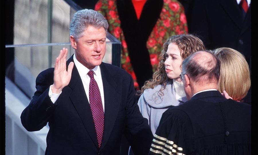 Looking on proudly, Chelsea stood by her father as he was sworn in as the president of the United States for his first term in 1992.
Photo: Getty Images