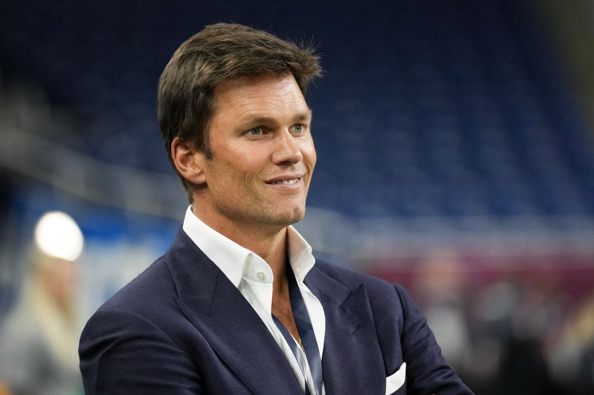 Former NFL quarterback Tom Brady looks on prior to a game between the Michigan Panthers and the Memphis Showboats at Ford Field on May 18, 2024 in Detroit, Michigan. (Photo by Nic Antaya/UFL/Getty Images)