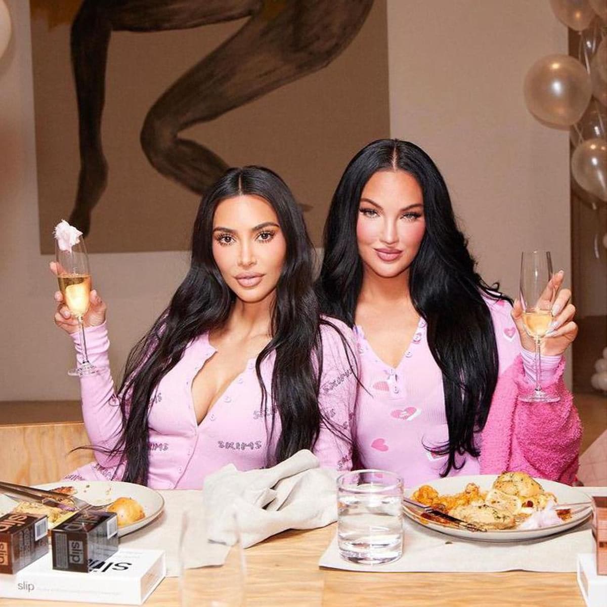 Kim Kardashian throws a pajama party