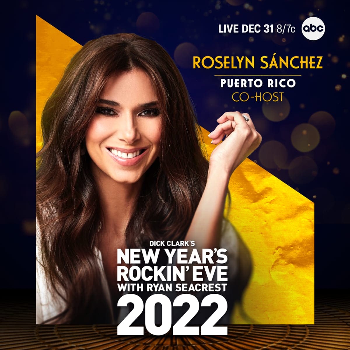 Roselyn Sanchez will co host Dick Clark’s New Year’s Rockin’ Eve With Ryan Seacrest in Puerto Rico