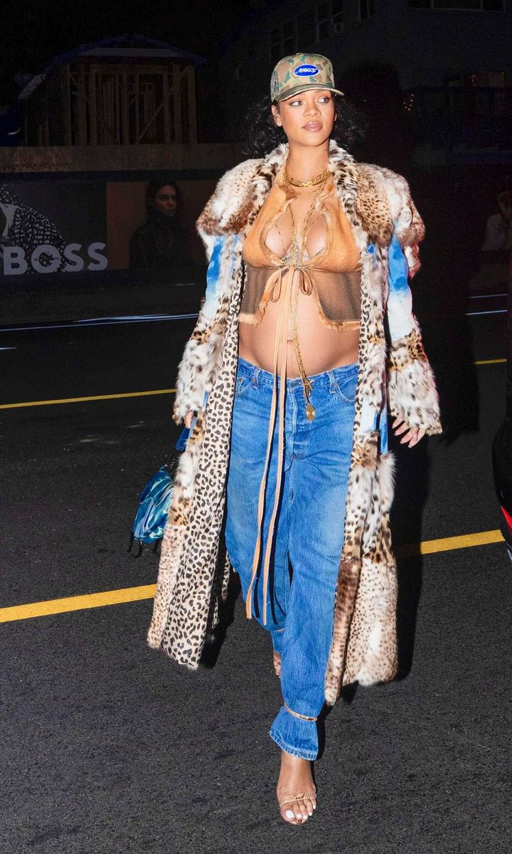 Rihanna Unleashes Her Wild Side As She Dresses Her Growing Baby Bump In Leather And Fur