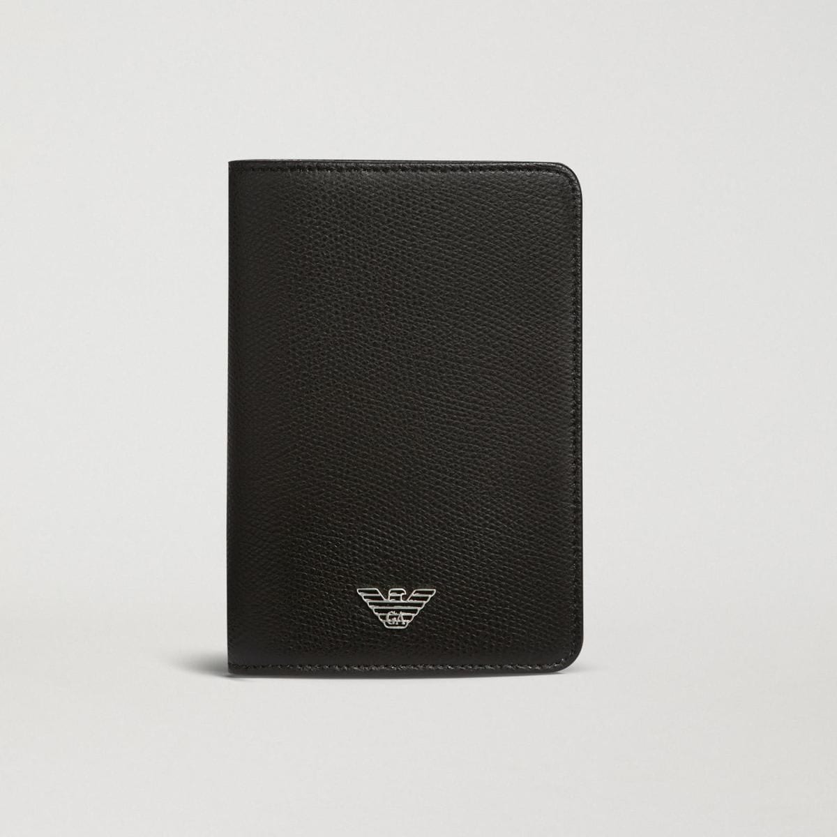 Printed and boarded leather passport by Armani