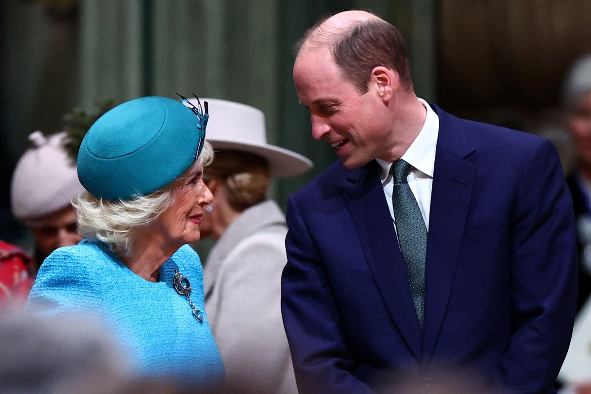 Queen Camilla and her stepson the Prince of Wales at the Commonwealth Day service in 2024