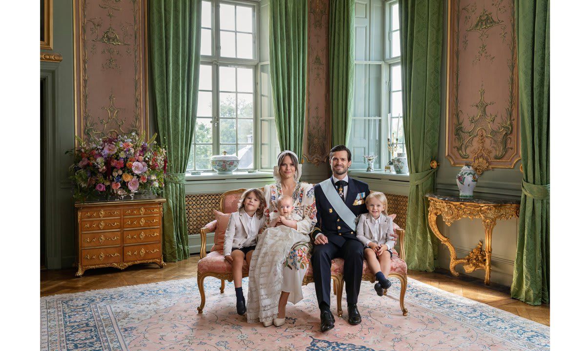 Princess Sofia, wearing an ETRO maxi dress, was pictured proudly holding her youngest son on her lap in the pictures. Prince Alexander sat next to his mom, while Prince Gabriel was seated beside his father.