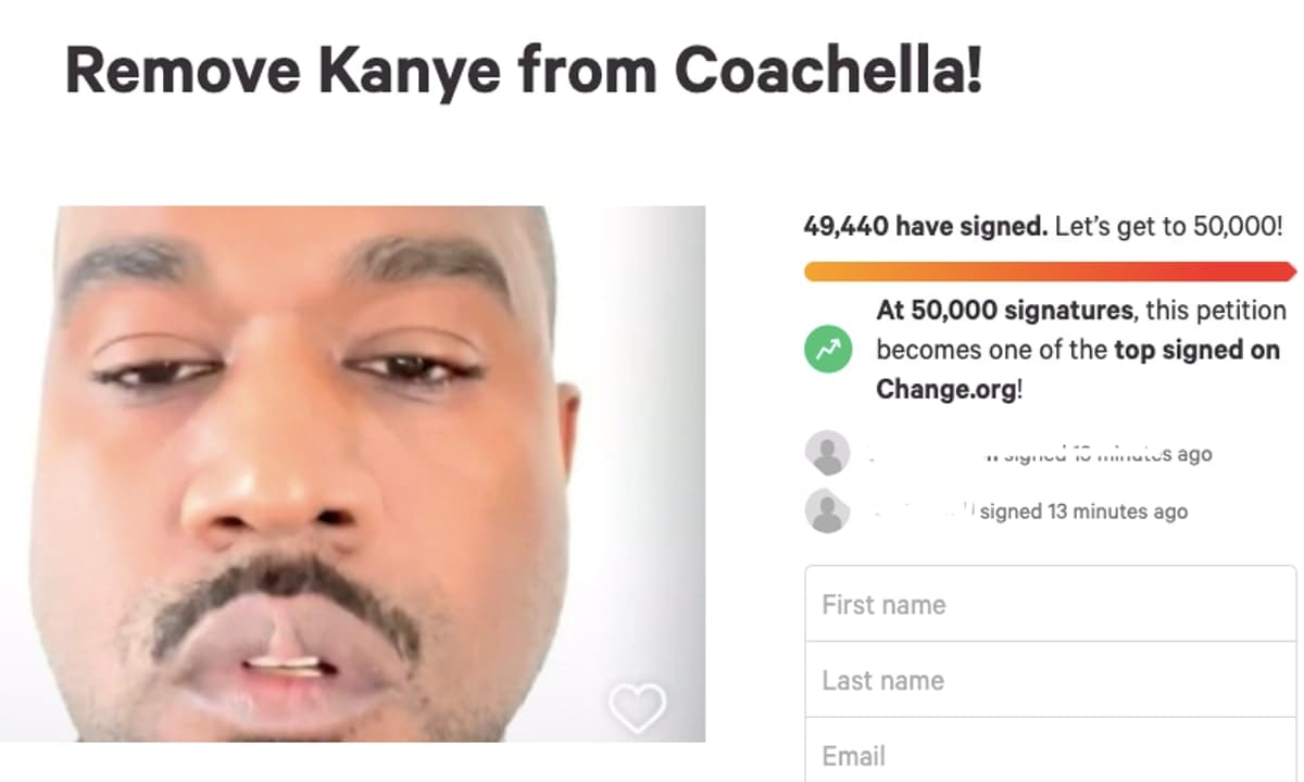 Petition to remove Kanye from Coachella