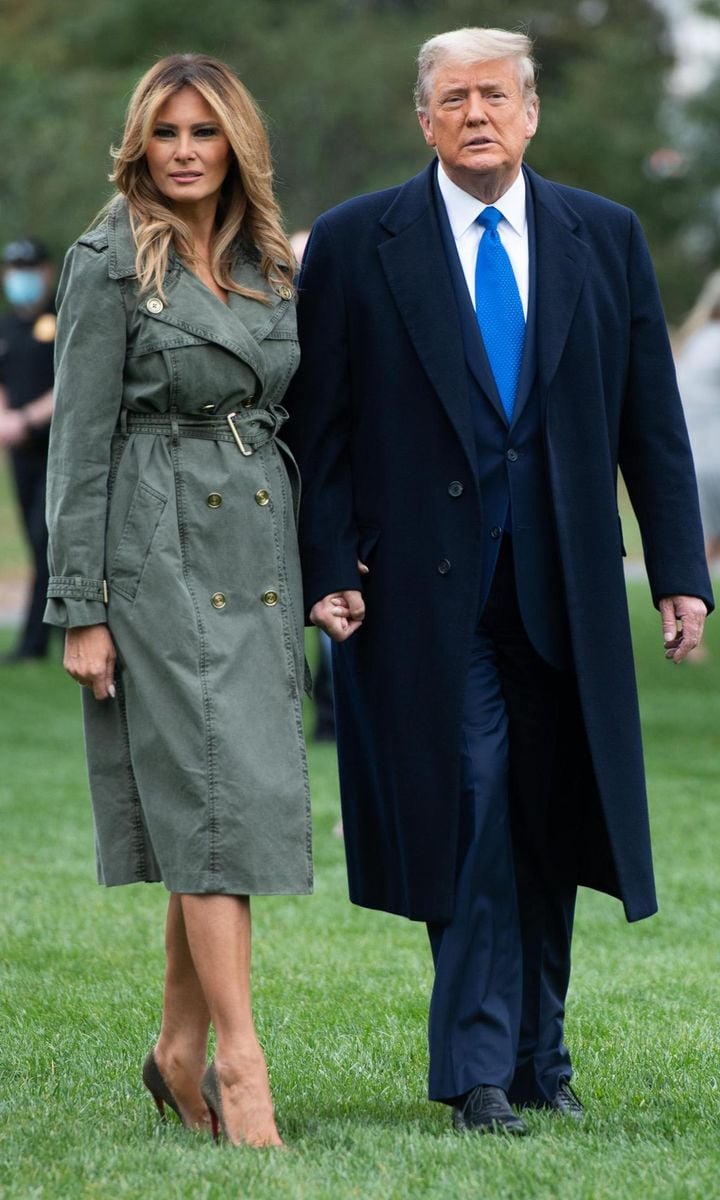 Melania Trump looked chic wearing a Michael Kors trench coat on Oct. 27