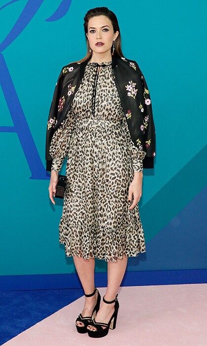 Mandy Moore in leopard print and florals by Kate Spade.
Photo: Getty Images