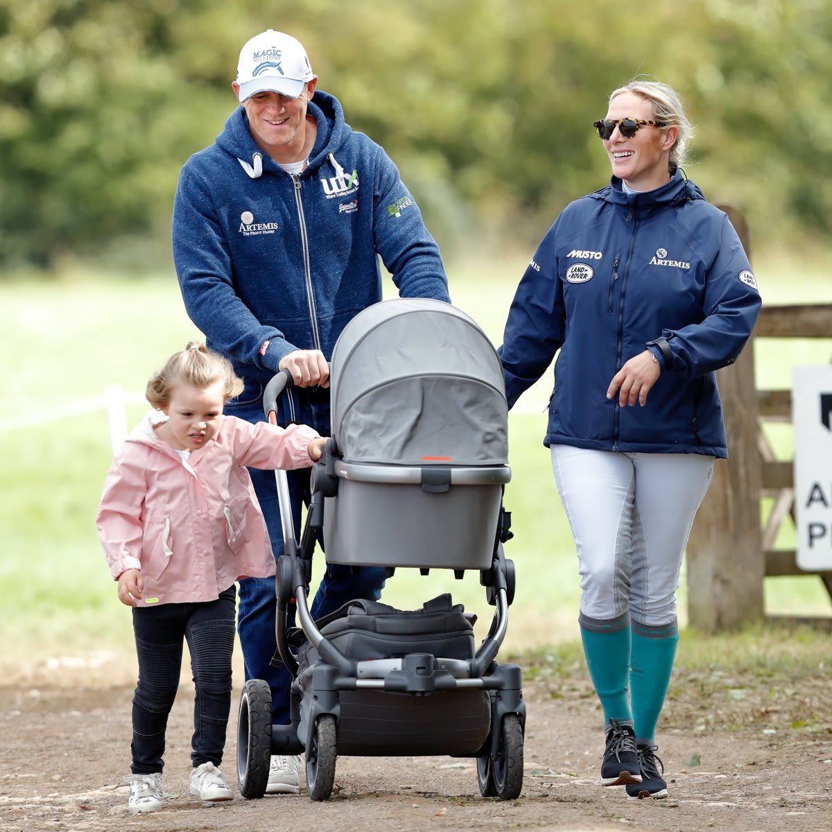 The dad of three (pictured with Zara and their daughters) recently said it’s ‘nice to have a boy around to keep me company’