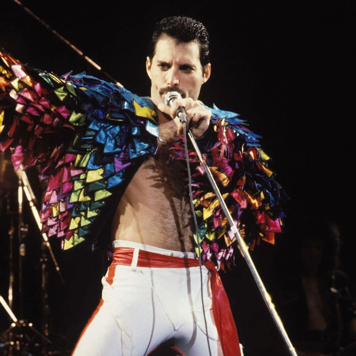 Freddie Mercury on stage in Oakland, 1982