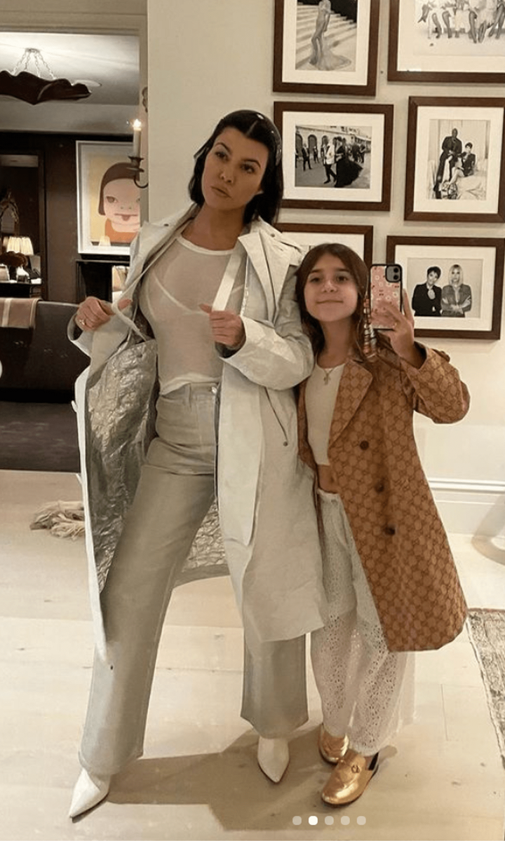 Penelope Disick and Kourtney Kardashian with matching coats